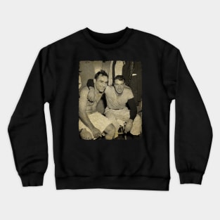 Yogii Berra and Joe DiMaggio - In the Changing Room Crewneck Sweatshirt